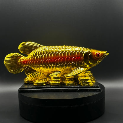 Lucky Gold Dragon Fish with Wishful Lucky Figurine