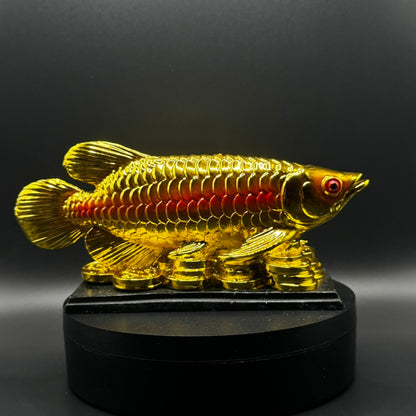 Lucky Gold Dragon Fish with Wishful Lucky Figurine